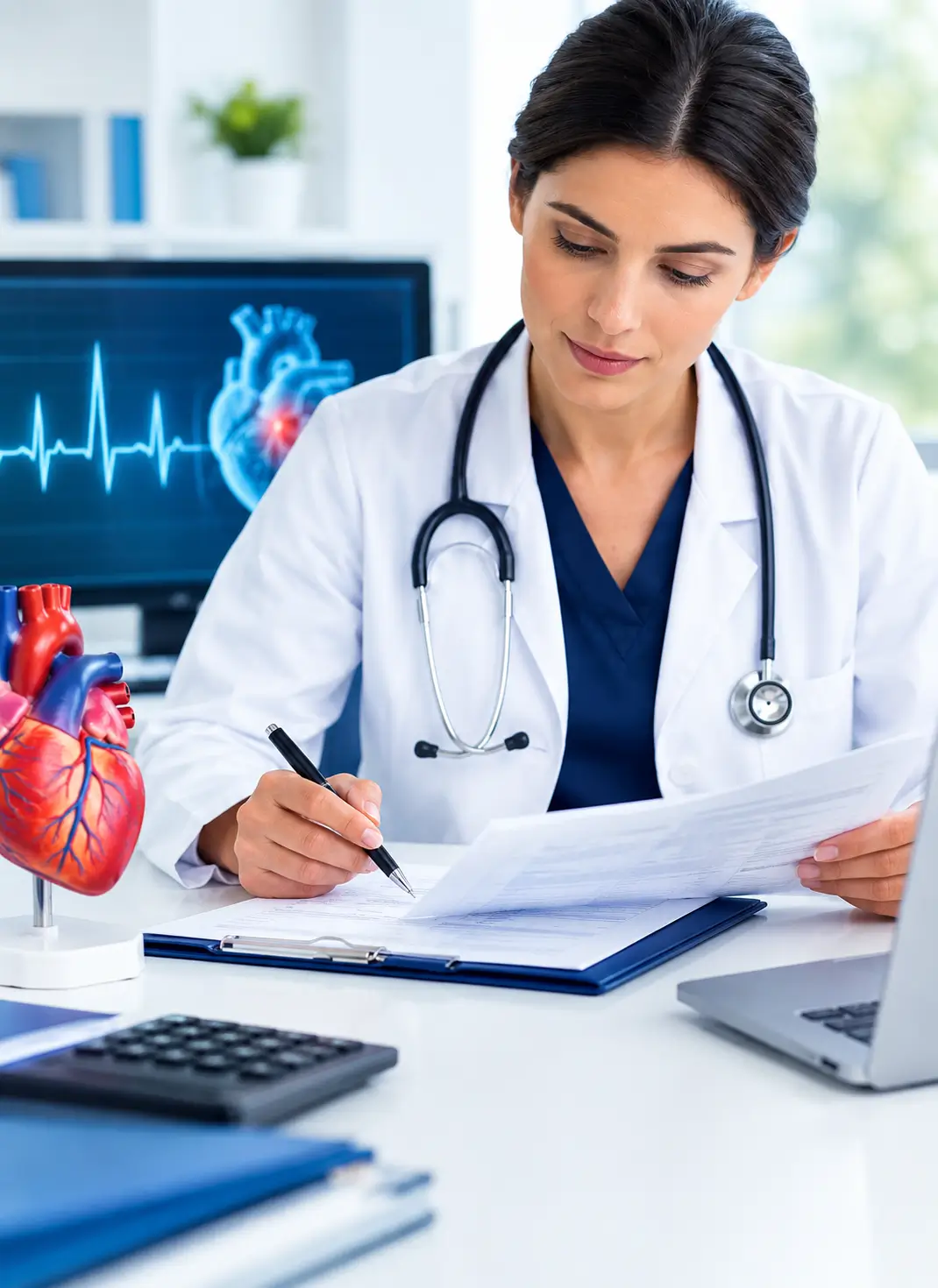 Cardiology doctors in a diagnostic environment